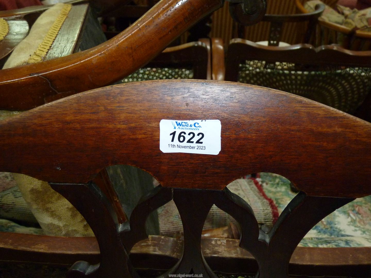 A pair of classic Georgian design Mahogany side/dining chairs having intricately fretworked back - Image 2 of 2