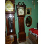 A Mahogany cased Longcase Clock having an arched door and mirrored swan-neck pediment,