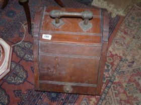 An Edwardian Mahogany Coal Box with brass/copper handle.