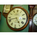 A Satinwood cased fusee Wall Clock by Dent, 61 Strand & Royal Exchange, London,