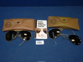 Two cased pairs of Aviator style Ray-Ban sunglasses, one a/f.