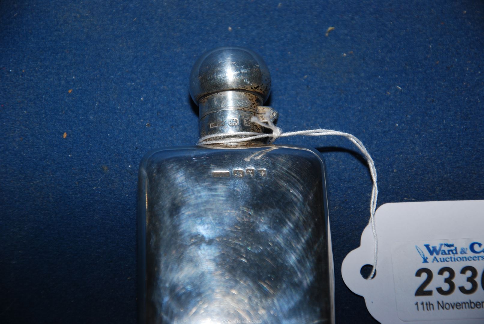 A small Silver hip flask with twist mechanism lock to the lid, hallmarks for Birmingham 1897, - Image 2 of 2