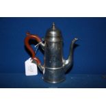 A Silver coffee pot with bakelite handle, hallmarks rubbed, overall weight (incl. handle) 300.75g.