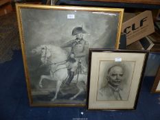 A framed print of 'George III' on his favourite charger Adonis along with a print taken from a