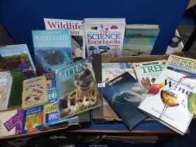 Two boxes of assorted books including science/nature, Monty Don, David Attenborough, etc.