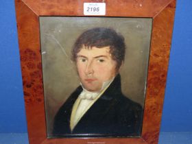 A framed Oil on panel painting, portrait of a gentleman, no visible signature, 11 1/4" x 13 1/2".