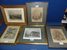 Five Engravings of Birmingham, The Town Hall, Birmingham from the South, etc.