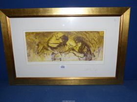 A Valerie Gane Limited Edition colour Print, no. 2/150, of Jazz musicians titled 'Louis & Leroy'.
