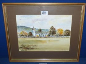 A framed and mounted Watercolour titled "St. Peter's Dixton", signed lower right K.A.