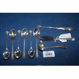 A small quantity of silver flatware including Sheffield teaspoons (possibly 1927),
