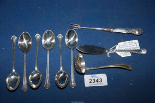 A small quantity of silver flatware including Sheffield teaspoons (possibly 1927),