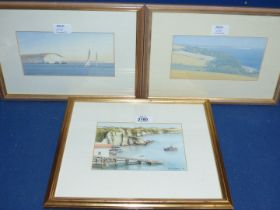 A pair of framed and mounted Martin Swan coastal Prints, 13 1/2" x 9 1/2",