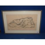 A framed and mounted Charcoal depicting an original 'Nude' signed by Jane Roy.