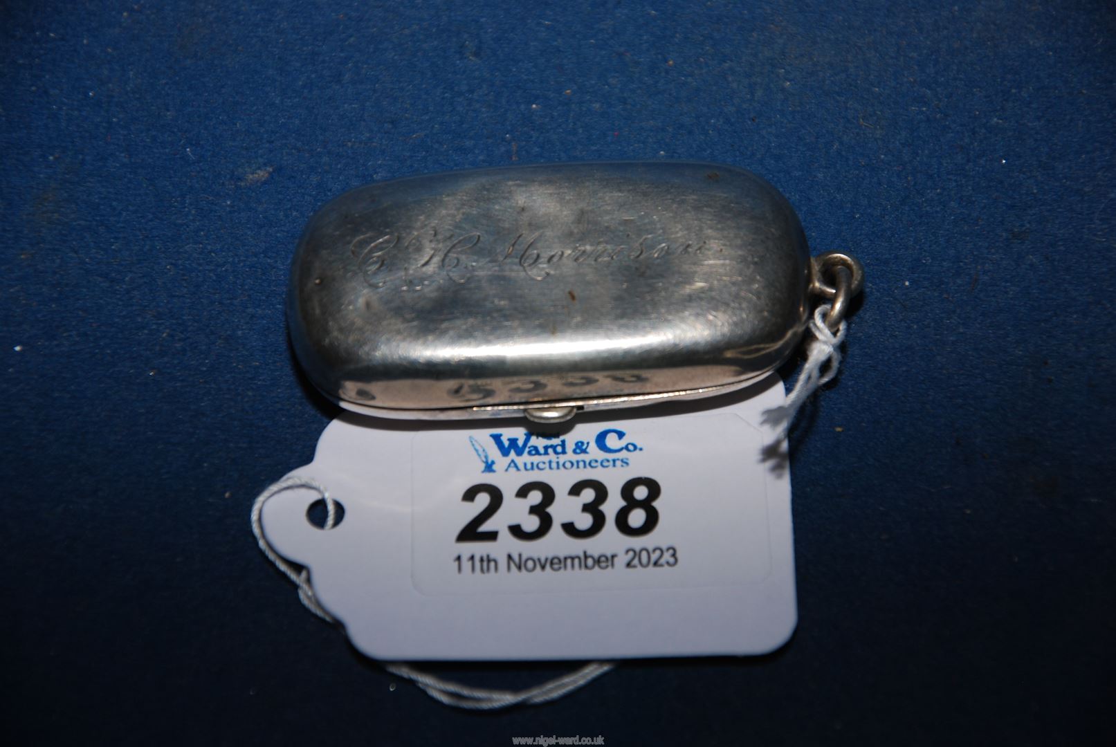 A plain Silver double sovereign case marked C.F.