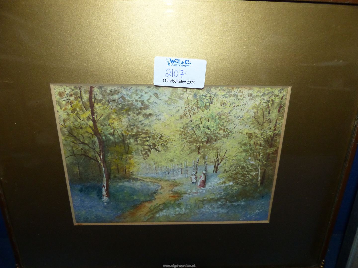 A Pastel of a "Venice Cruise" and Victorian watercolour of woodland scene. - Image 4 of 5