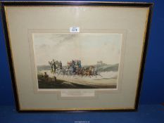 An early 19th century hand coloured Coaching Print "The Opposition Coaches", 23 1/2" x 20 1/4".
