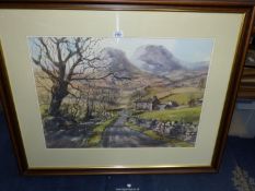 A framed and mounted Watercolour "Great Langdale", signed lower right J.