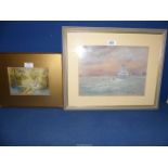 A Pastel of a "Venice Cruise" and Victorian watercolour of woodland scene.