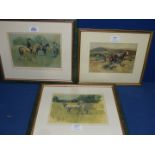 Three Prints by Lionel Edwards; Thoroughbred Stock, Arab and Welsh Mountain Ponies.