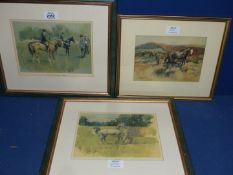 Three Prints by Lionel Edwards; Thoroughbred Stock, Arab and Welsh Mountain Ponies.