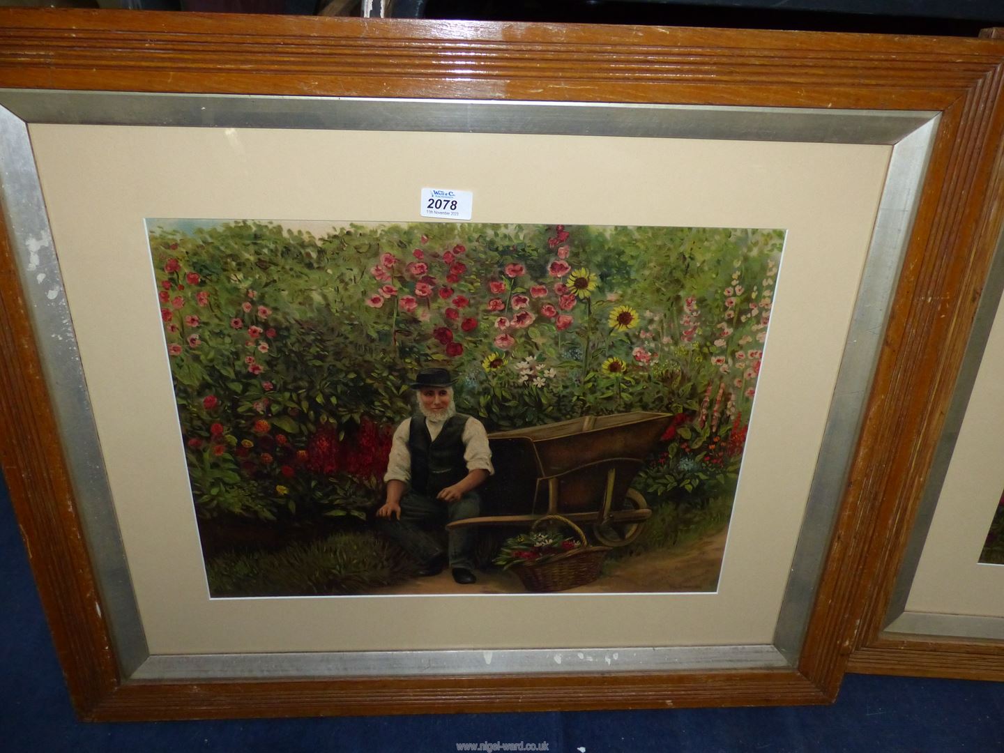 A pair of wooden framed Prints titled "The Gardener" and "The Gardener's Wife", 30 1/2" x 25 1/2". - Image 2 of 3