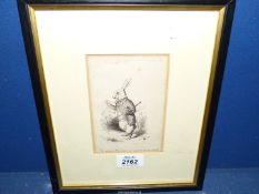 A framed and mounted Print of an illustration, The White Rabbit from Alice in Wonderland,