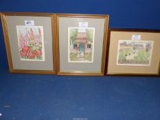 Three framed and mounted Barbara Graham Prints to include "Sheep, Shelwick Court",