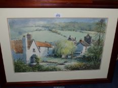 A framed and mounted Watercolour and ink painting "The Bell Tower by Brockweir", signed J.