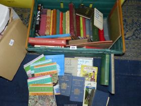 A crate of books to include; Nature, Bristol Channel tide table, The Rabbit by Harry V.