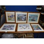 Six framed and mounted Alfred Daniels limited edition Prints to include "Strathisla", "Laphroaig",