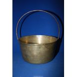 A heavy brass Preserving Pan with handle. 12 1/2" diameter x 6 1/2" deep.