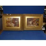 George Armfield 1810-1893 "Terriers Ratting", two Victorian prints in ornate frames.