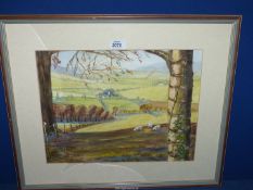 A framed and mounted Watercolour depicting "Cwm Carvan Church" initialled lower right S.C.