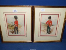 A pair of framed and mounted Prints of military figures;