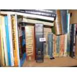 A box of books including James Bond Pan books by Ian Fleming, Mountbatten by Philip Ziegler,