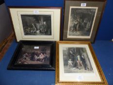 Four Victorian Engravings to include; The Wolf and The Lamb, The Last In, The Blind Fiddler, etc.
