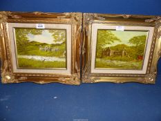 A pair of Oils on board depicting Tintern Abbey, both signed lower left Chris Watmough.