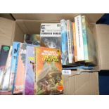 A box of Michael Moorcock paperbacks to include; The Shores of Death, The Golden Barge, etc.