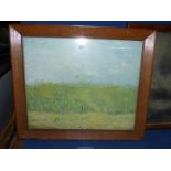 A wooden framed Print titled "Cornfields" by Vincent Van Gough,