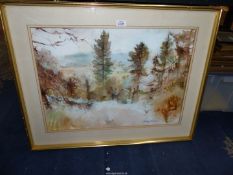 A large framed Watercolour depicting a winter country landscape signed Alfred Hackney,