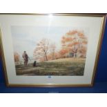 A framed and mounted Ros Goody limited edition Print of a shooting scene including a man with a