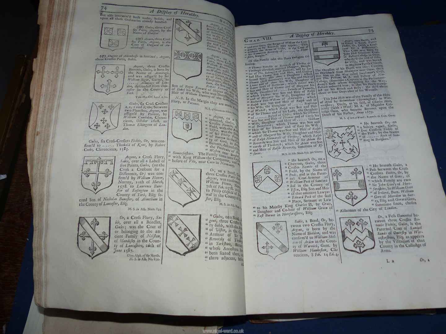 A leather bound book by John Guillim titled A Display of Heraldry, sixth edition, printed by T.W. - Image 3 of 3