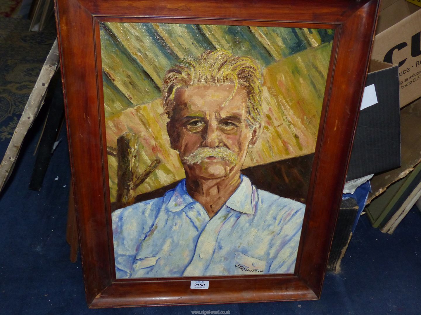 An oil portrait of the Humanitarian Dr. Robert Schweitzer. - Image 2 of 3