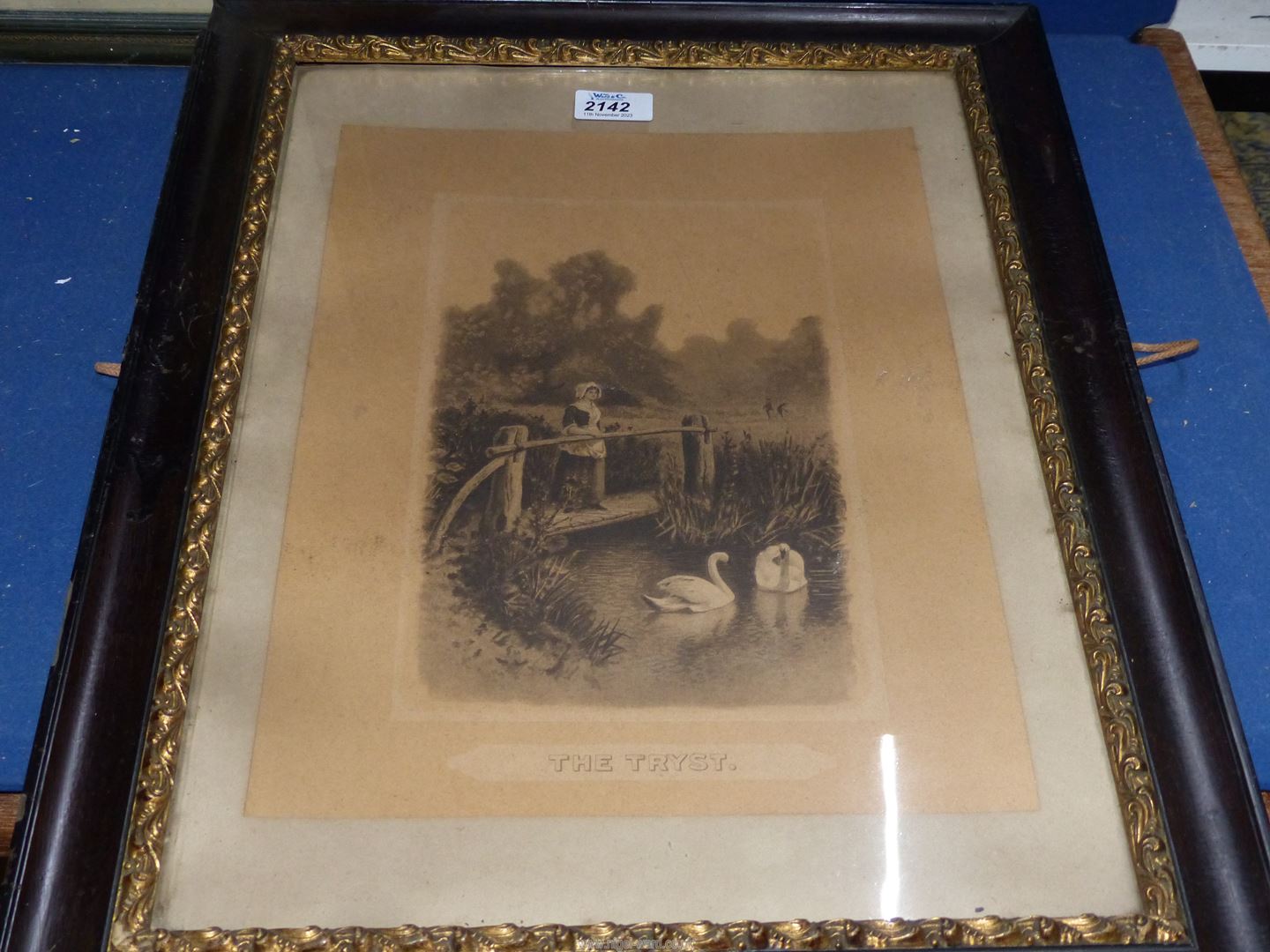 Two old framed Prints; "The Souls Awakening" printed by The Woodbury Company and "The Tryst". - Image 2 of 4