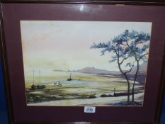 A framed and mounted Watercolour depicting Mumbles Bay, no visible signature, 21 1/2" x 17 1/4".