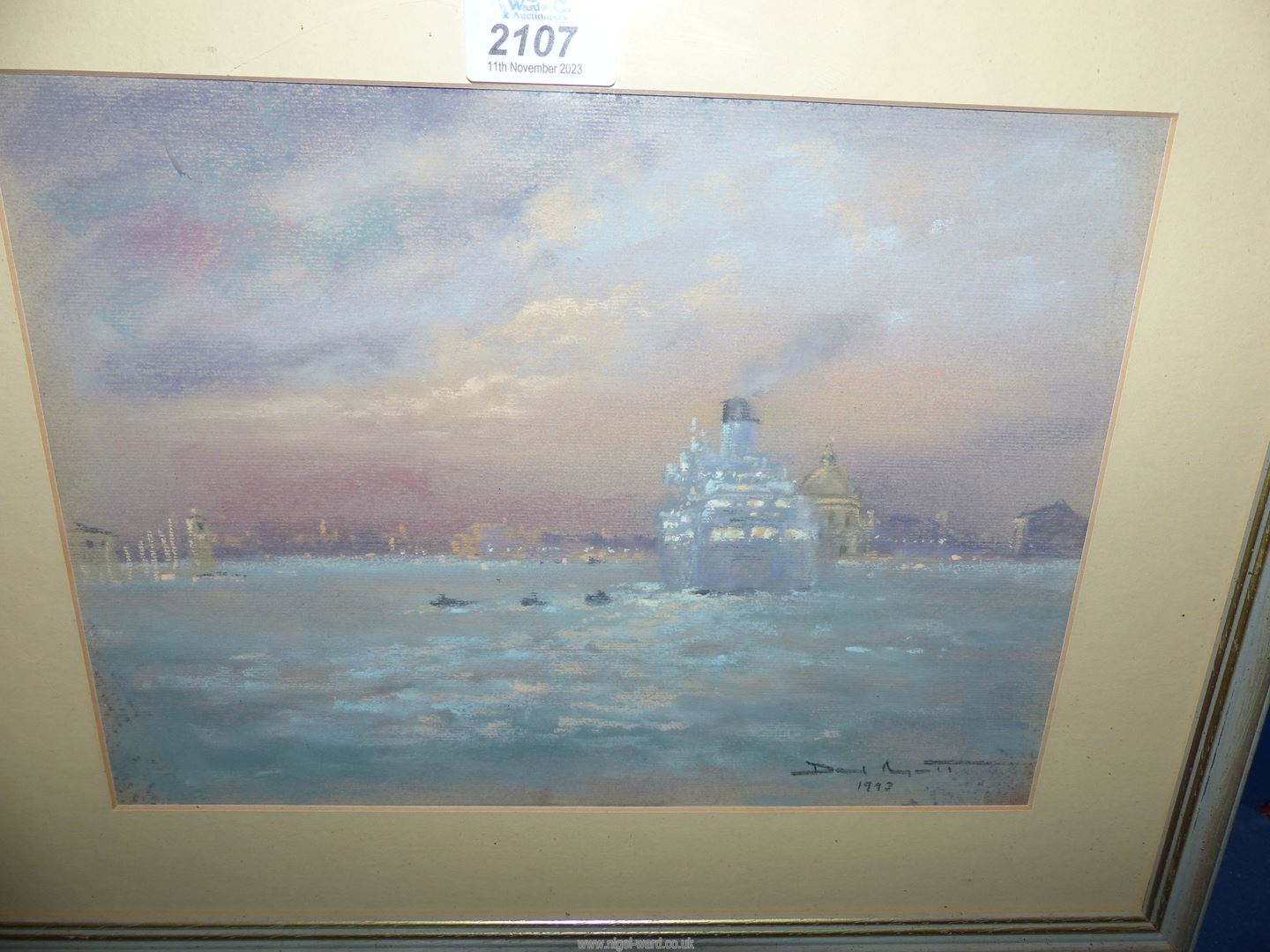 A Pastel of a "Venice Cruise" and Victorian watercolour of woodland scene. - Image 2 of 5
