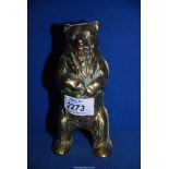 A Brass bear figure, 6'' tall.