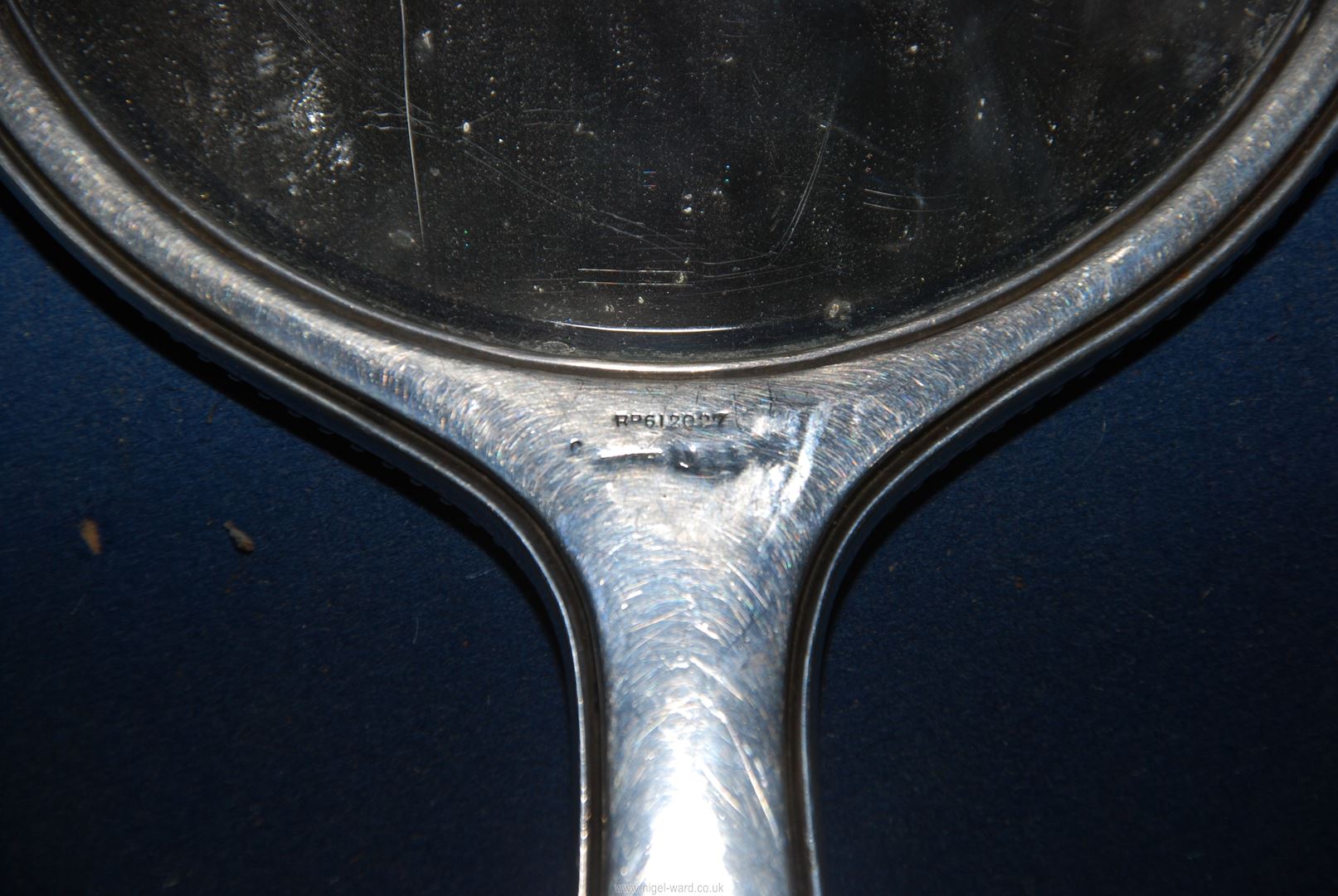 A Silver backed hand Mirror, hallmarks rubbed. - Image 3 of 3