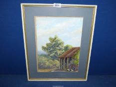 A framed and mounted Oil painting titled verso "Sussex Barn", signed lower left K.