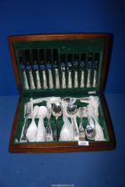 A canteen of stainless steel Sheffield plate cutlery in Queen's pattern, six setting.